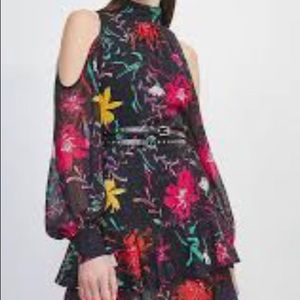Karen Miller Cold Shoulder Belted Dress